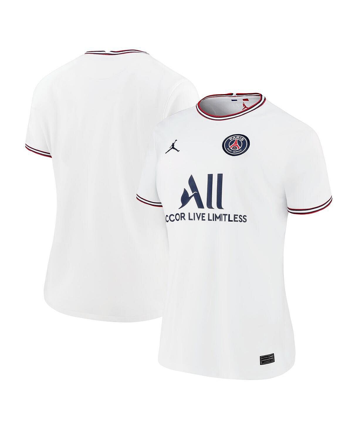 

Женская брендовая белая футболка Paris Saint-Germain 2021/22 Fourth Replica Jordan, белый
