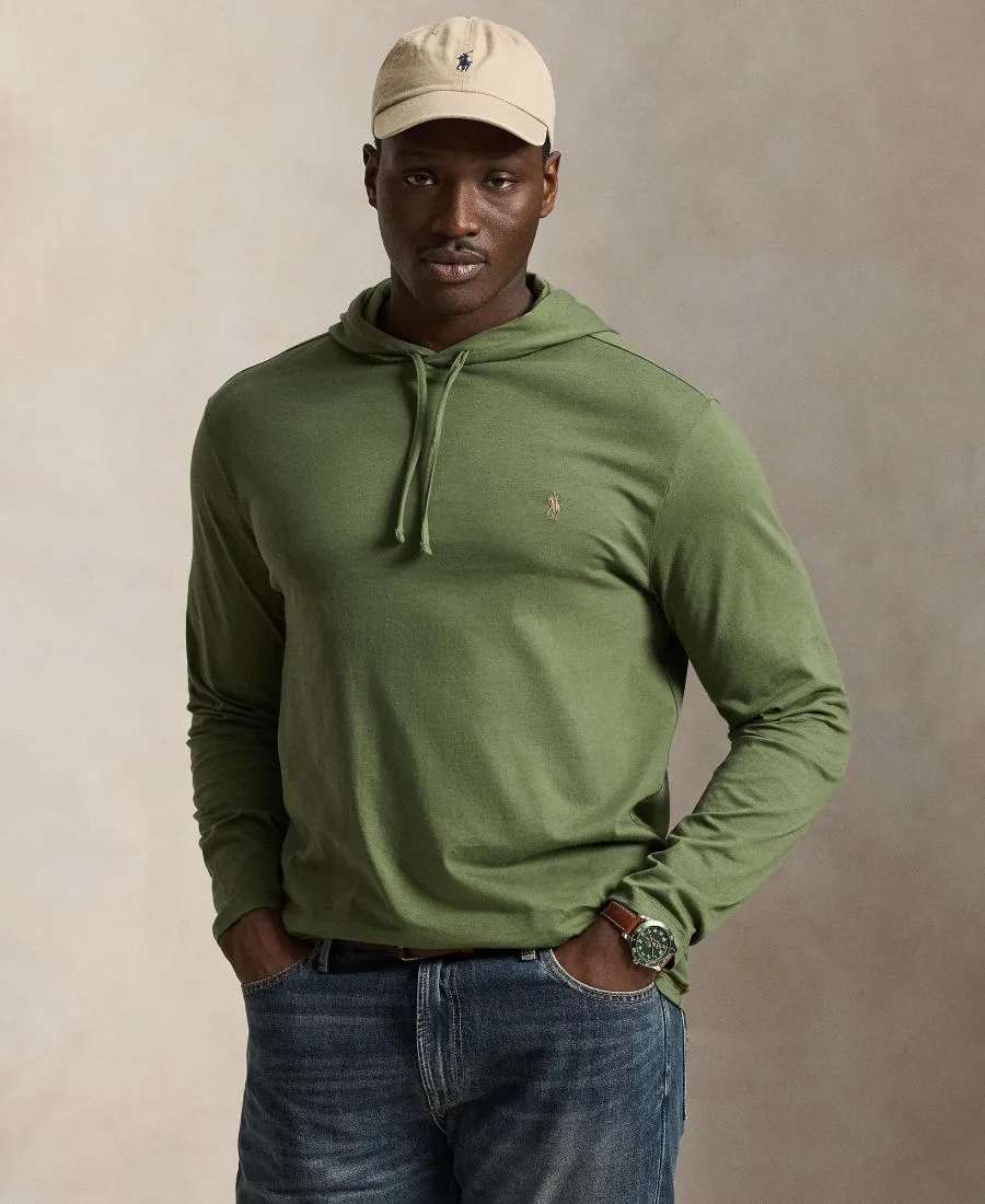 Мужская футболка с длинными рукавами и капюшоном больших размеров Polo Ralph Lauren, supply оливковый