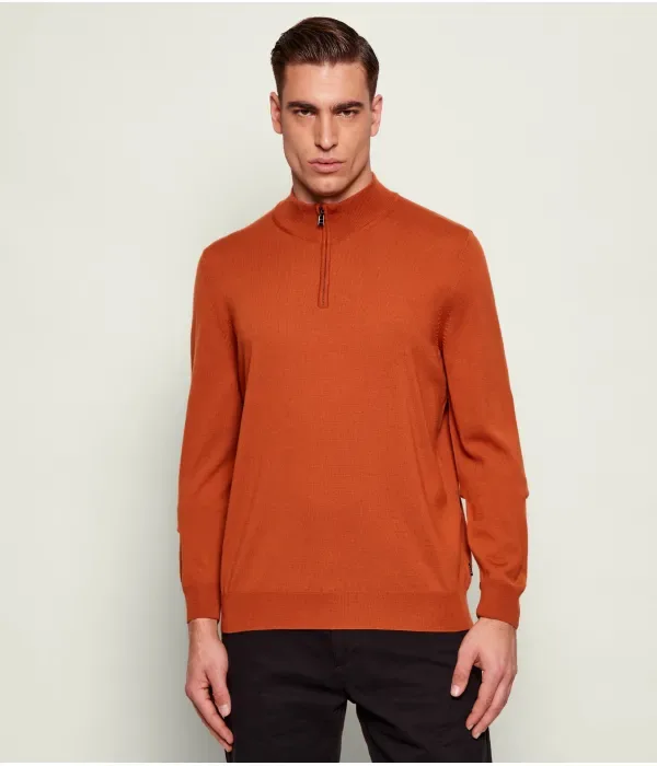 Шерстяной свитер Эбенджи regular fit Boss, медный