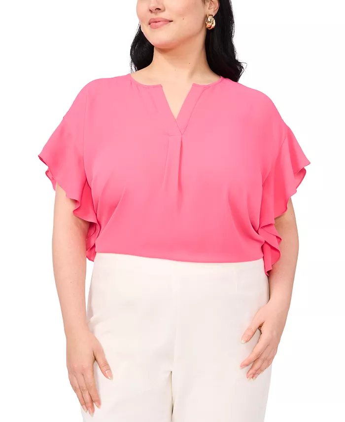 

Топ с разрезом на горловине и рукавами-крылышками Plus Size Vince Camuto, розовый