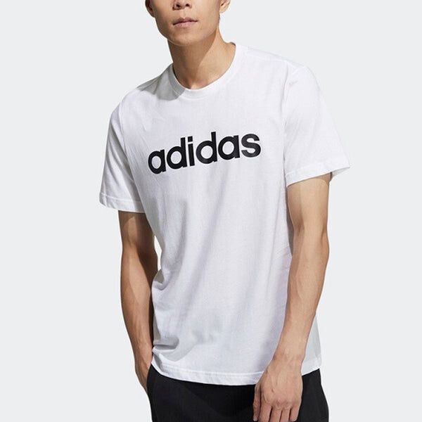 Футболка adidas neo M Ce Logo T1 Logo Printing Sports Round Neck Training Short Sleeve White, белый — фото 3