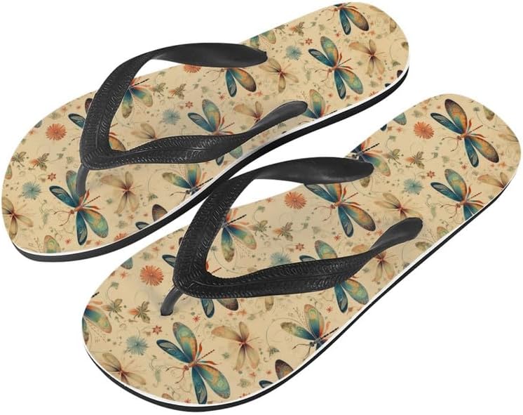

Женские пляжные шлепанцы Semiouray с камуфляжным принтом, подсолнечник, тюльпан, легкие летние тапочки, сандалии-вьетнамки для отпуска на Гавайях, Vintage Dragonfly Daisy Floral