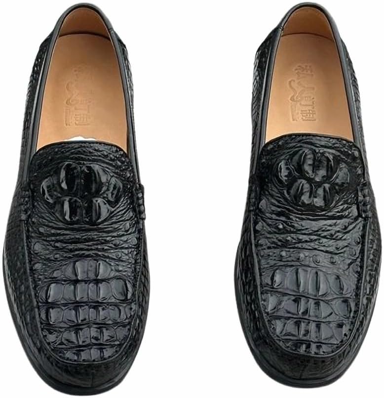 

Деловые повседневные дизайнерские мужские лоферы из натуральной крокодиловой кожи Generic, черный