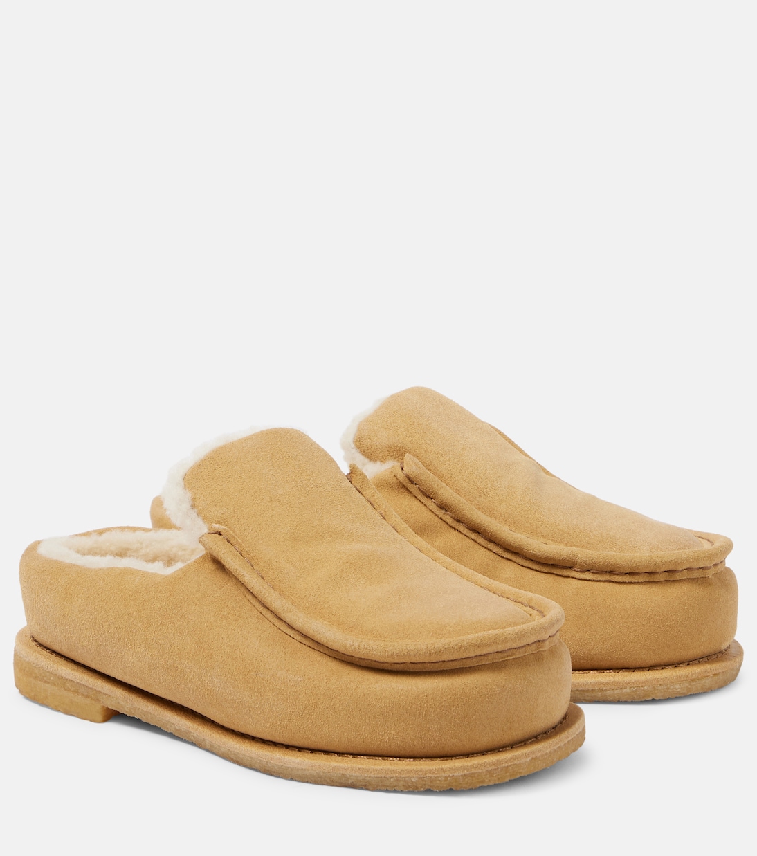 Замшевые мюли с подкладкой из овчины JW Anderson, Senape
