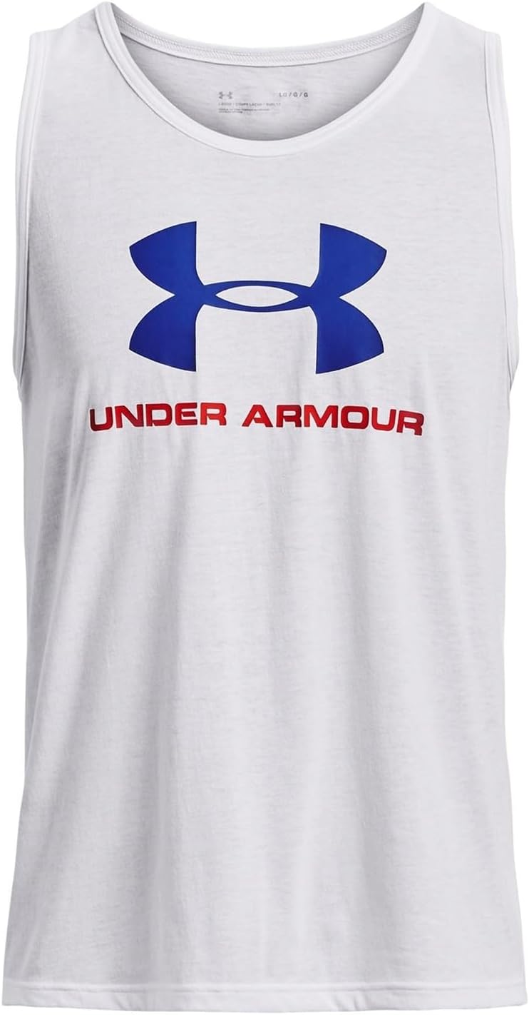

Майка мужская спортивная с логотипом Under Armour, (104) White/Royal/Red