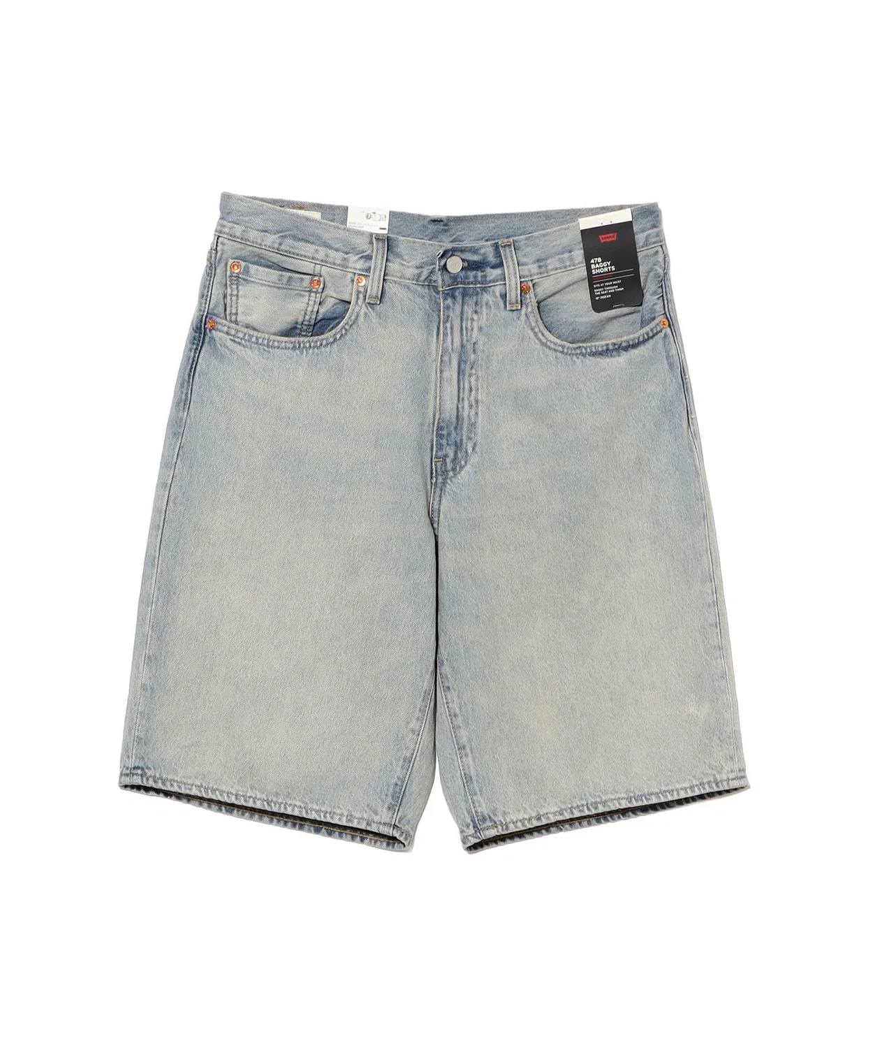 Шорты джинсовые LEVI'S брюки свободные, 478 BAGGY SHORT, голубой