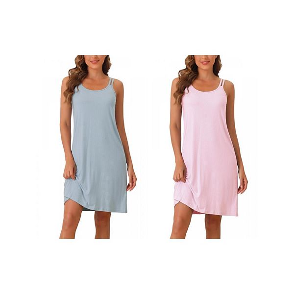 

2 упаковки женских ночных сорочек без рукавов Inspire Chic, Blue Light Pink