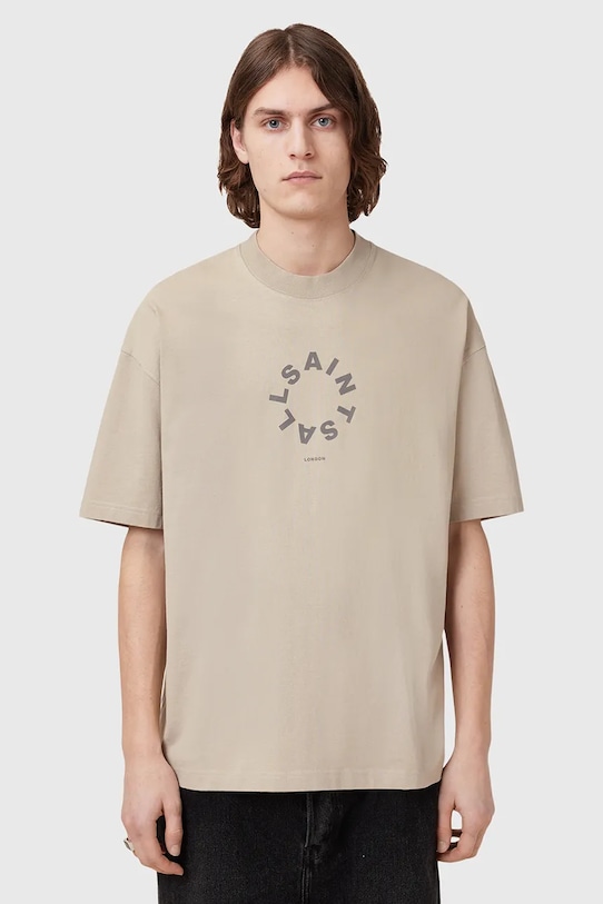 

Футболка хлопковая TIERRA SS CREW Allsaints, бежевый