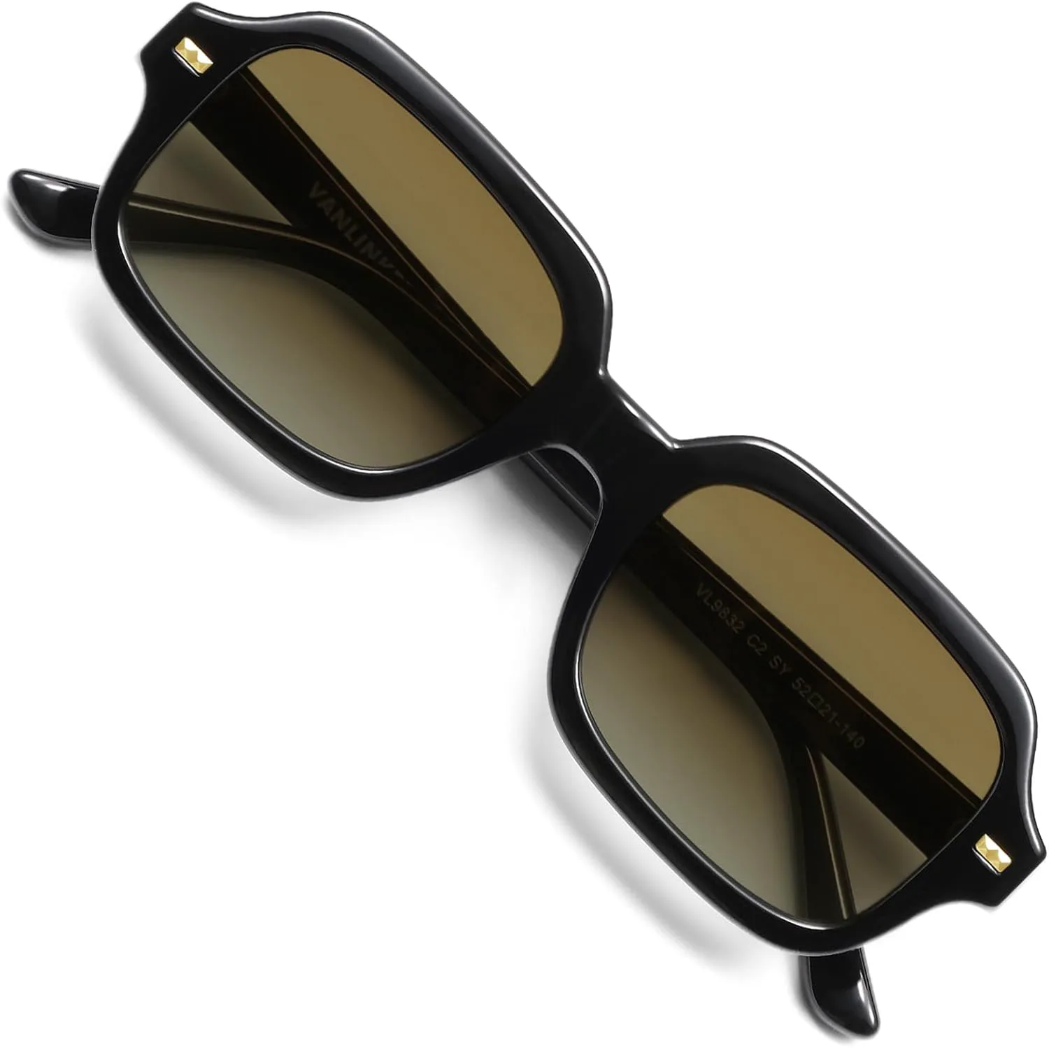 

Солнцезащитные очки VANLINKER Retro Square Polarized для женщин и мужчин, винтажные прямоугольные очки VL9832, C2-polarized Gradient Brown Lens/Black Frame