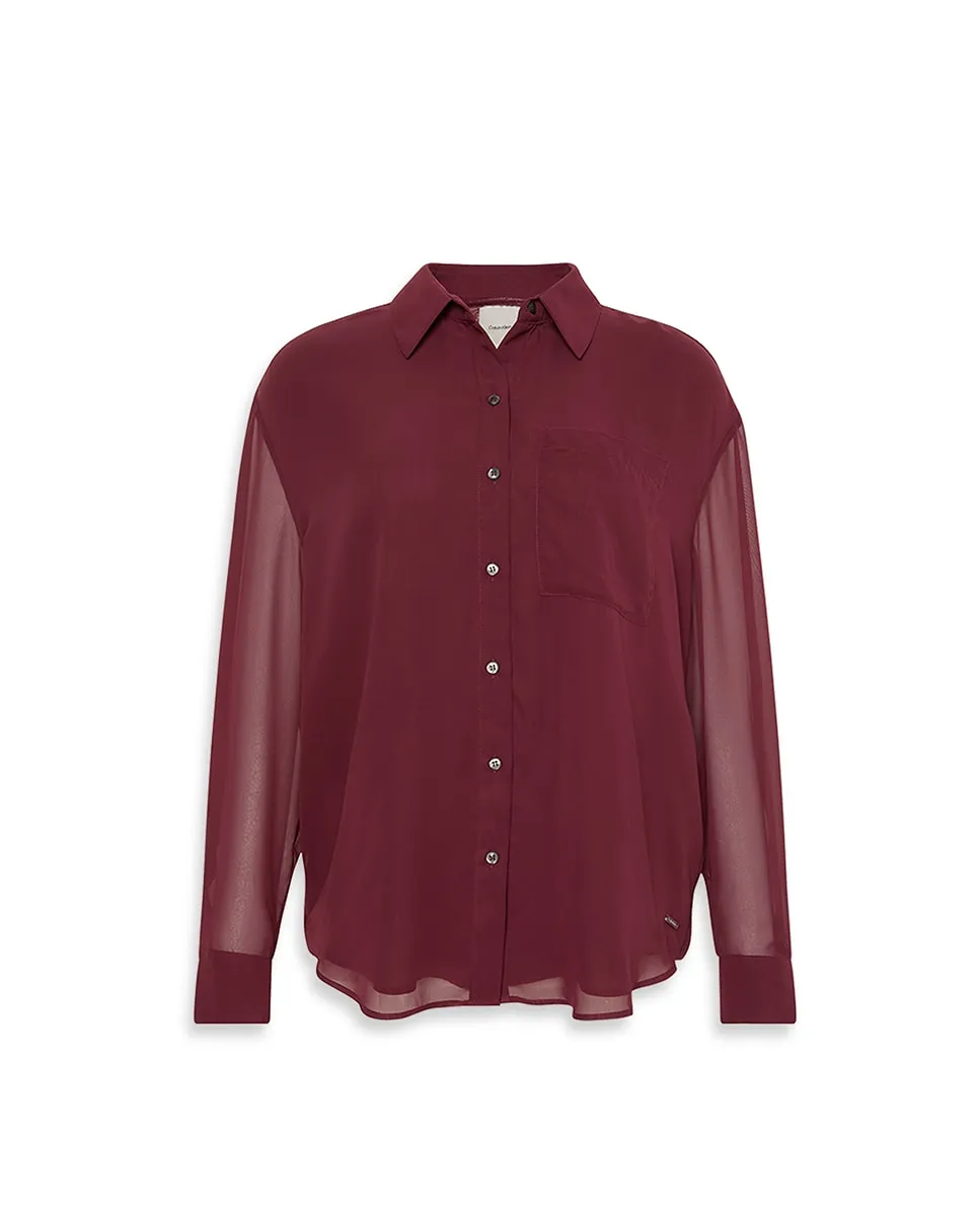 

Женская блузка-рубашка Calvin Klein, бордовый