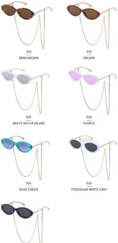 

Модные солнцезащитные очки с тонкими дужками и маленькой овальной оправой для женщин, женские солнцезащитные очки с цепочкой, популярные женские очки UV400 MTZJH, C7