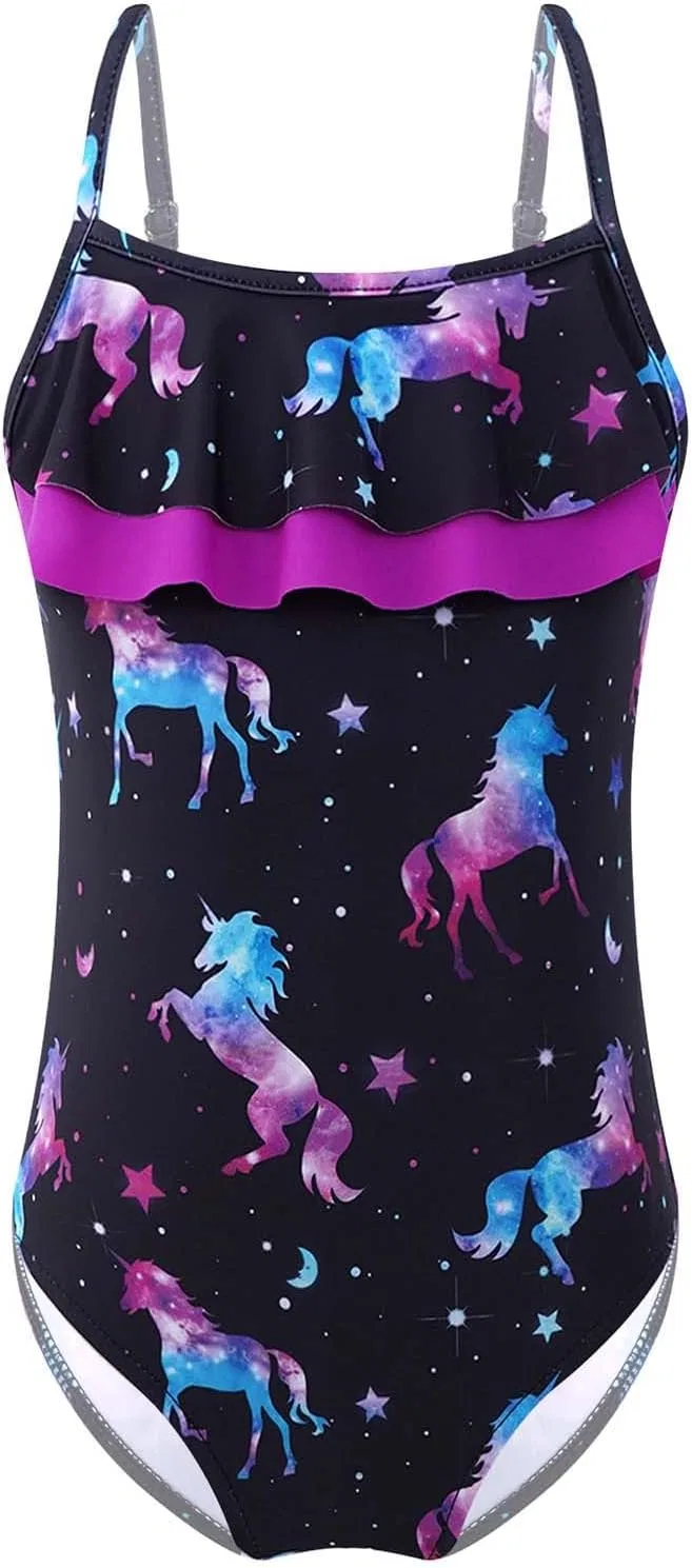 Yruioon Купальник-футболка Little Big Girls "Чешуя русалки", Black Horse