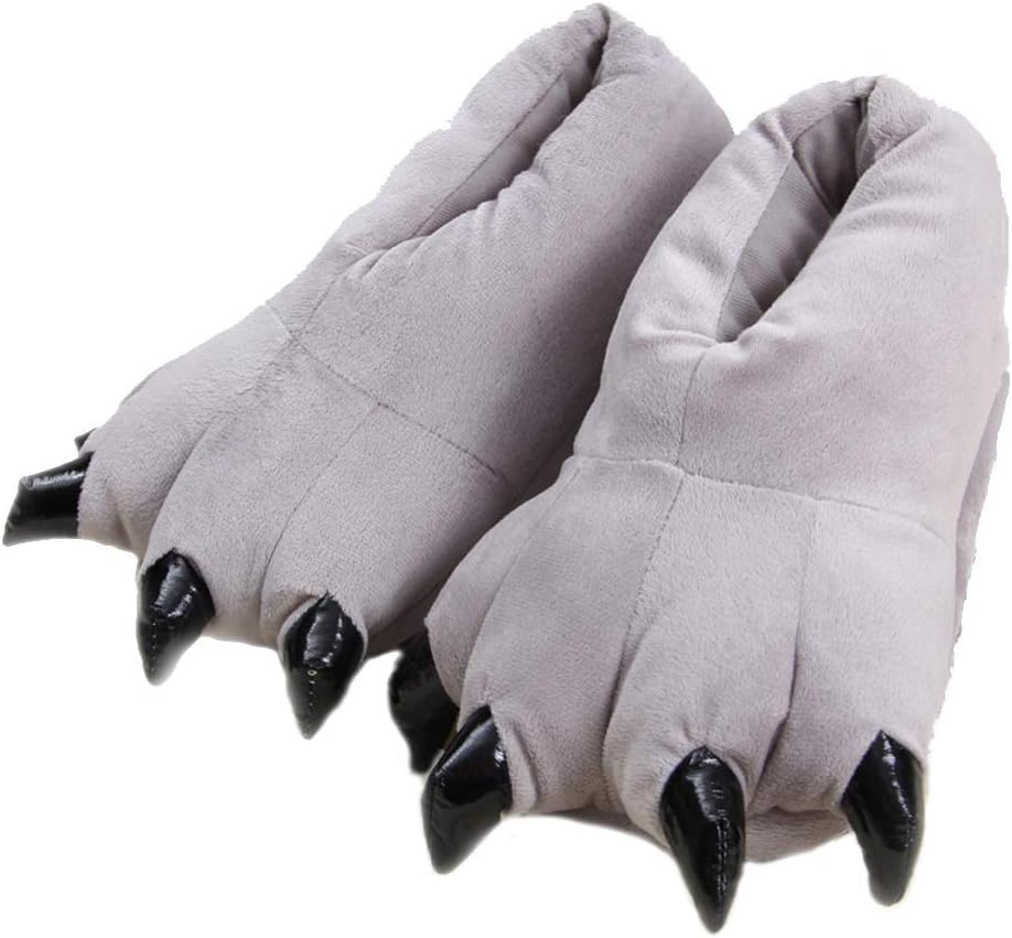 

Домашние теплые тапочки в виде лап мультяшных животных, нейтральные мягкие плюшевые тапочки Stone Mice, серый