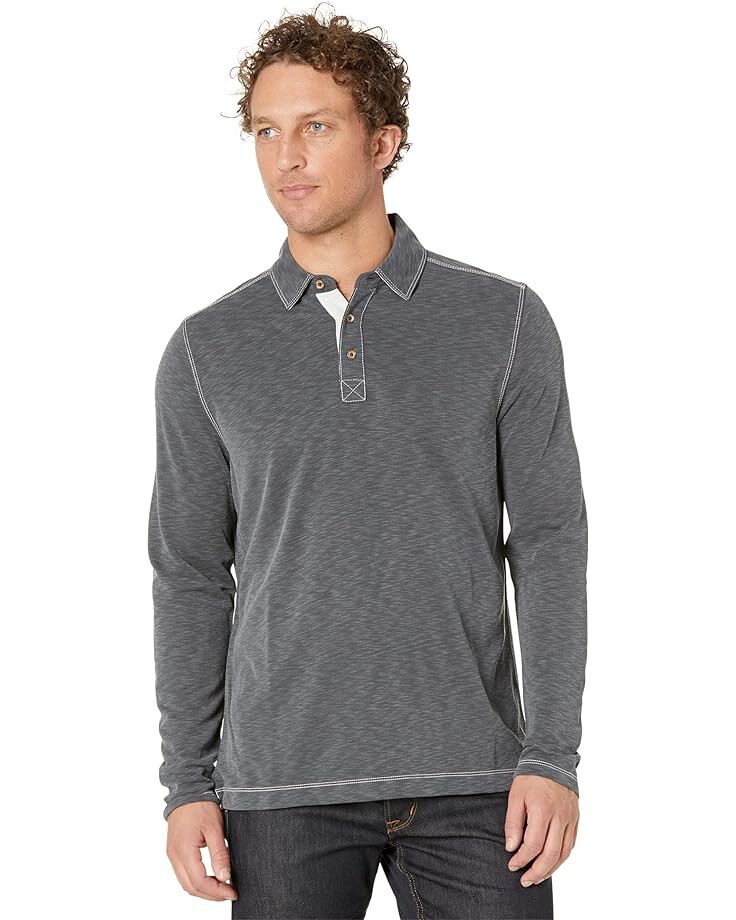 

Поло Johnston & Murphy Vintage Slub Long Sleeve, цвет Charcoal