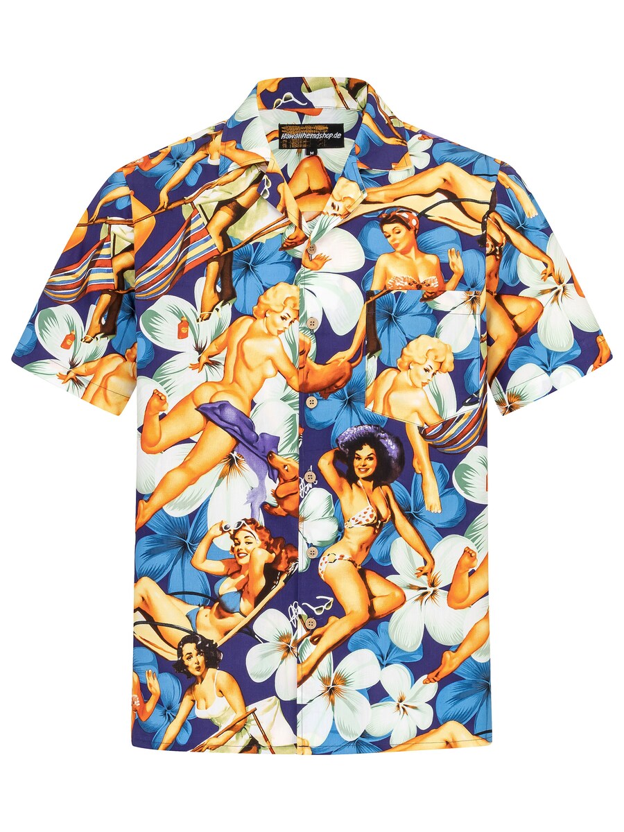 

Рубашка на пуговицах классического кроя Hawaiihemdshop.de Flower Girls (blue) 2.0, синий