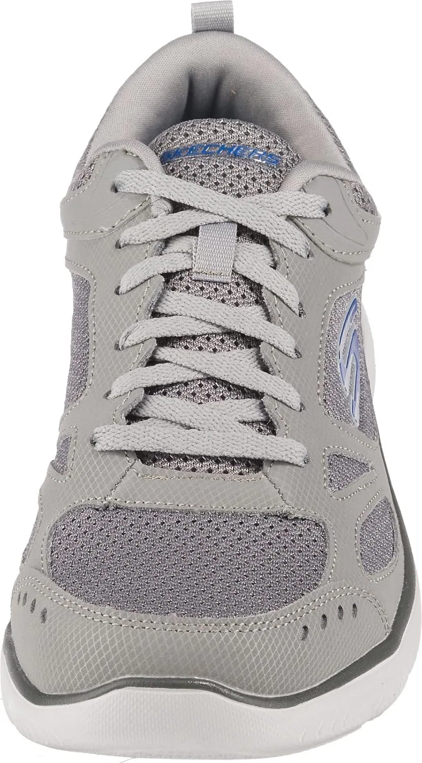 Мужские кроссовки Skechers Summits - South Rim для тренировок, спортивная обувь, Gray Leather Mesh Trim — фото 3