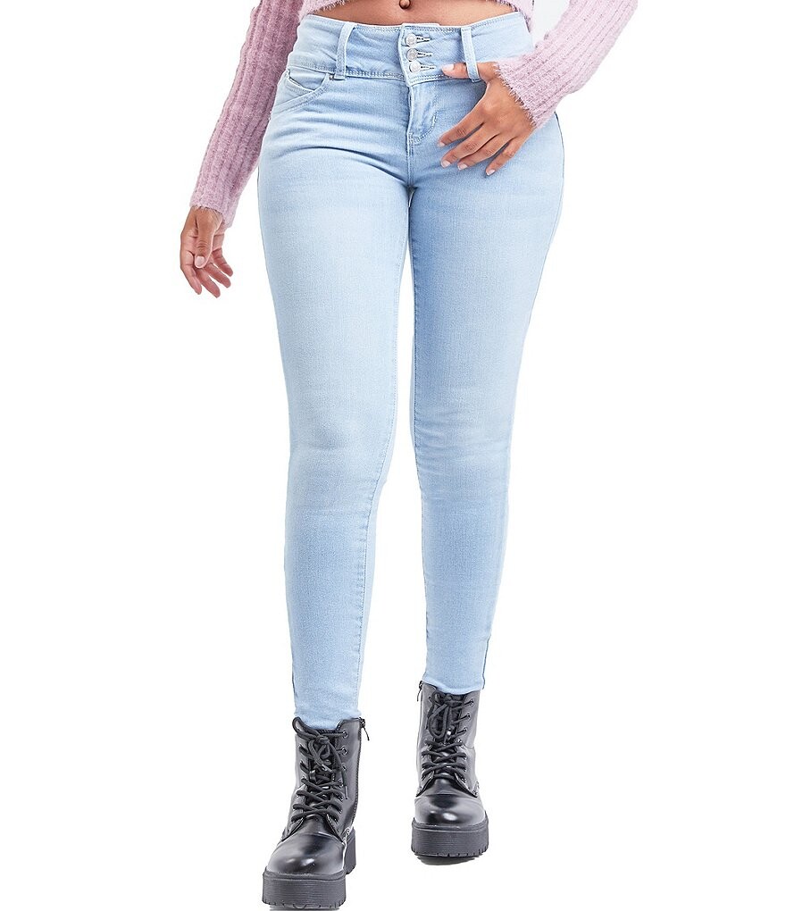 

YMI Jeanswear Джинсы скинни Wbb Repreve с высокой посадкой и потертостями, синий