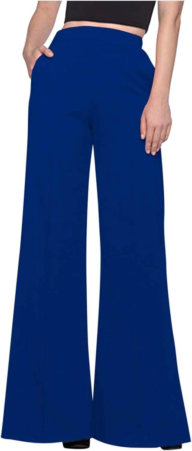 Брюки для женщин Premium Business Casual, широкие палаццо с расклешенным низом, свободного кроя для офиса Generic, синий