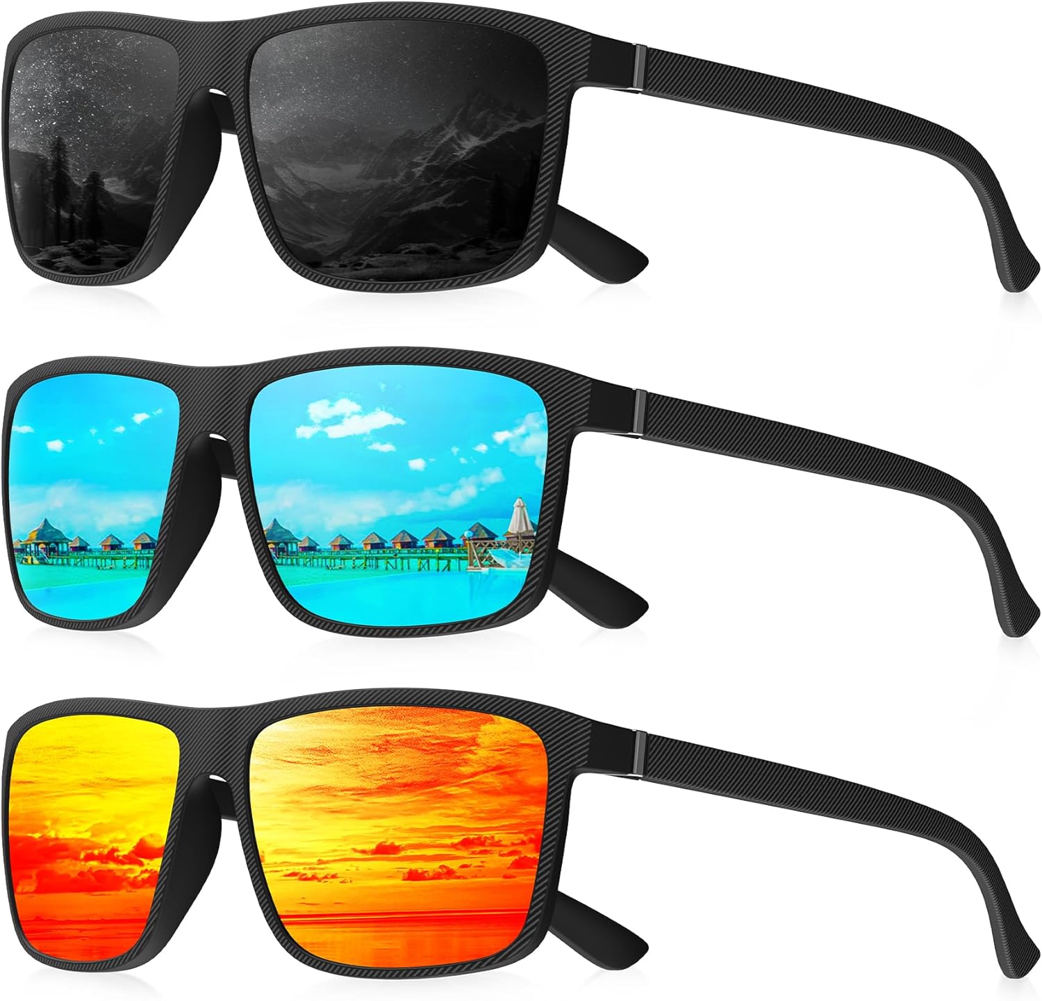 

Поляризованные солнцезащитные очки для мужчин, прямоугольная оправа, мужские поляризованные спортивные солнцезащитные очки с защитой UV400 QALLY, Stripes Black/Stripes Light Blue/Stripes Red