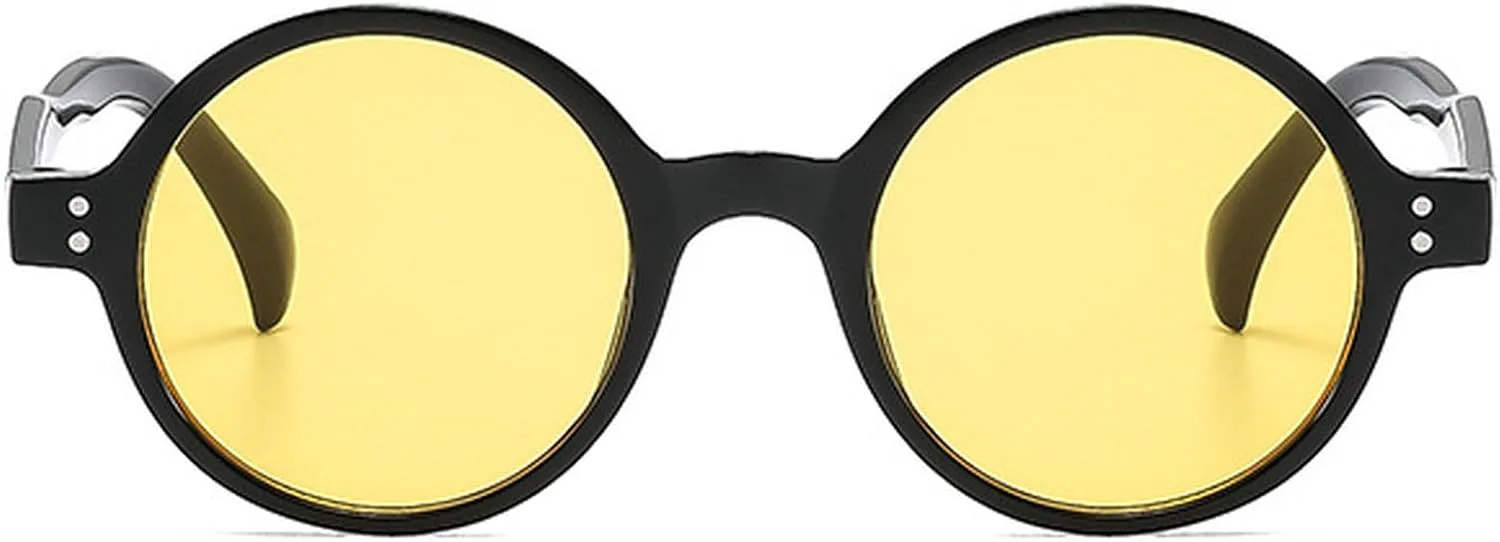 

Ретро маленькие круглые солнцезащитные очки для женщин и мужчин с заклепками, модные очки класса люкс с защитой от УФ-излучения UV400 для женщин mincl, Yellow