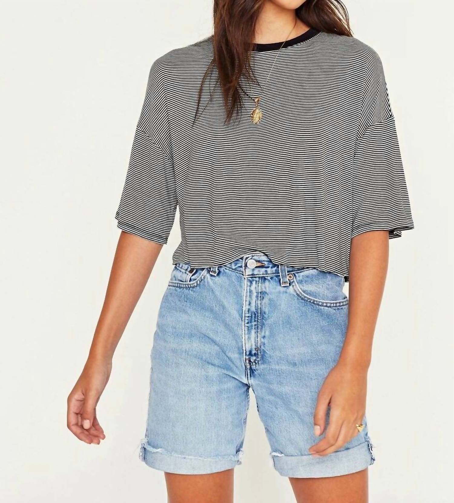 

PROJECT SOCIAL T Полосатая футболка с круглым вырезом Briar в черно-белом цвете