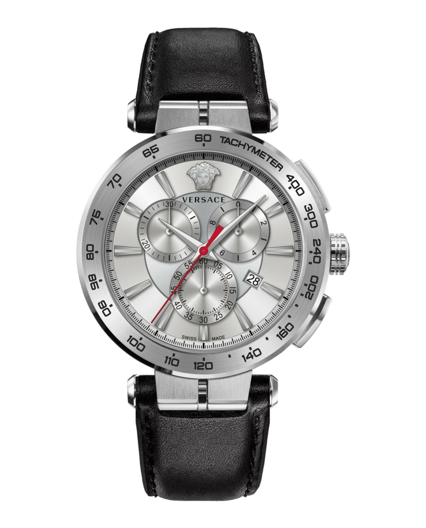 

Кожаные часы Aion Chrono Versace, цвет black/stainless steel/silver