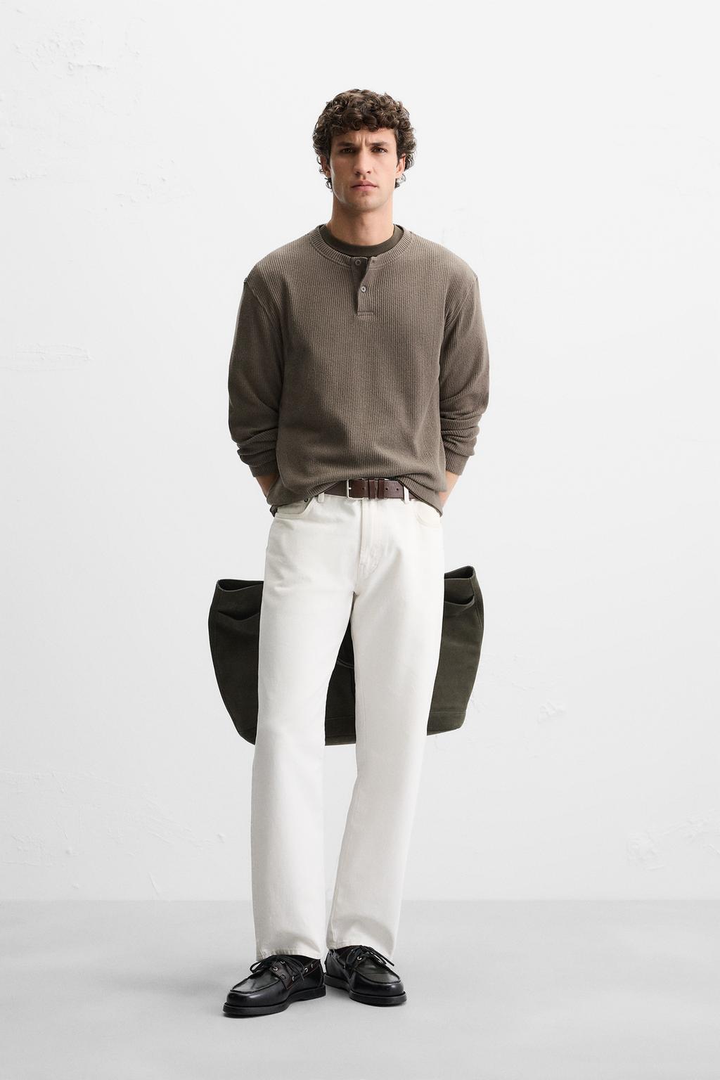 

Футболка с фактурой в рубчик ZARA, кэмел