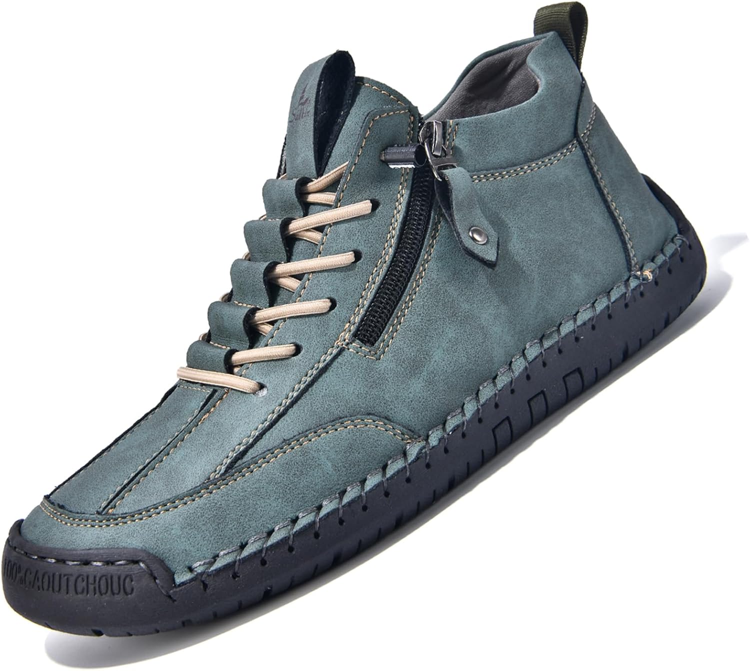 

Мужские повседневные кожаные туфли-ботинки на щиколотку Чукка, ручная работа, с боковой молнией, средние, слипоны, лоферы, модные, легкие, для ходьбы и вождения, высокие ботинки Devileyeze, темно-зеленый