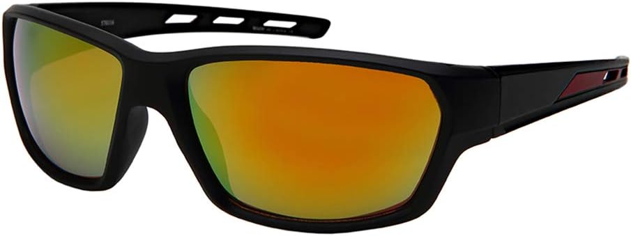 

Спортивные солнцезащитные очки Edge I-Wear Wrap Style для мужчин и женщин с зеркальными линзами, модель 570116MT (матовая черная оправа/красные зеркальные линзы, размер 62) EDGEIWEAR, Matte Black Frame/Red Mirrored Lens