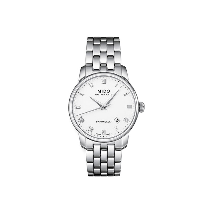 

MIDO Часы Men's Baroncelli Watch, White Dial Silver Strap