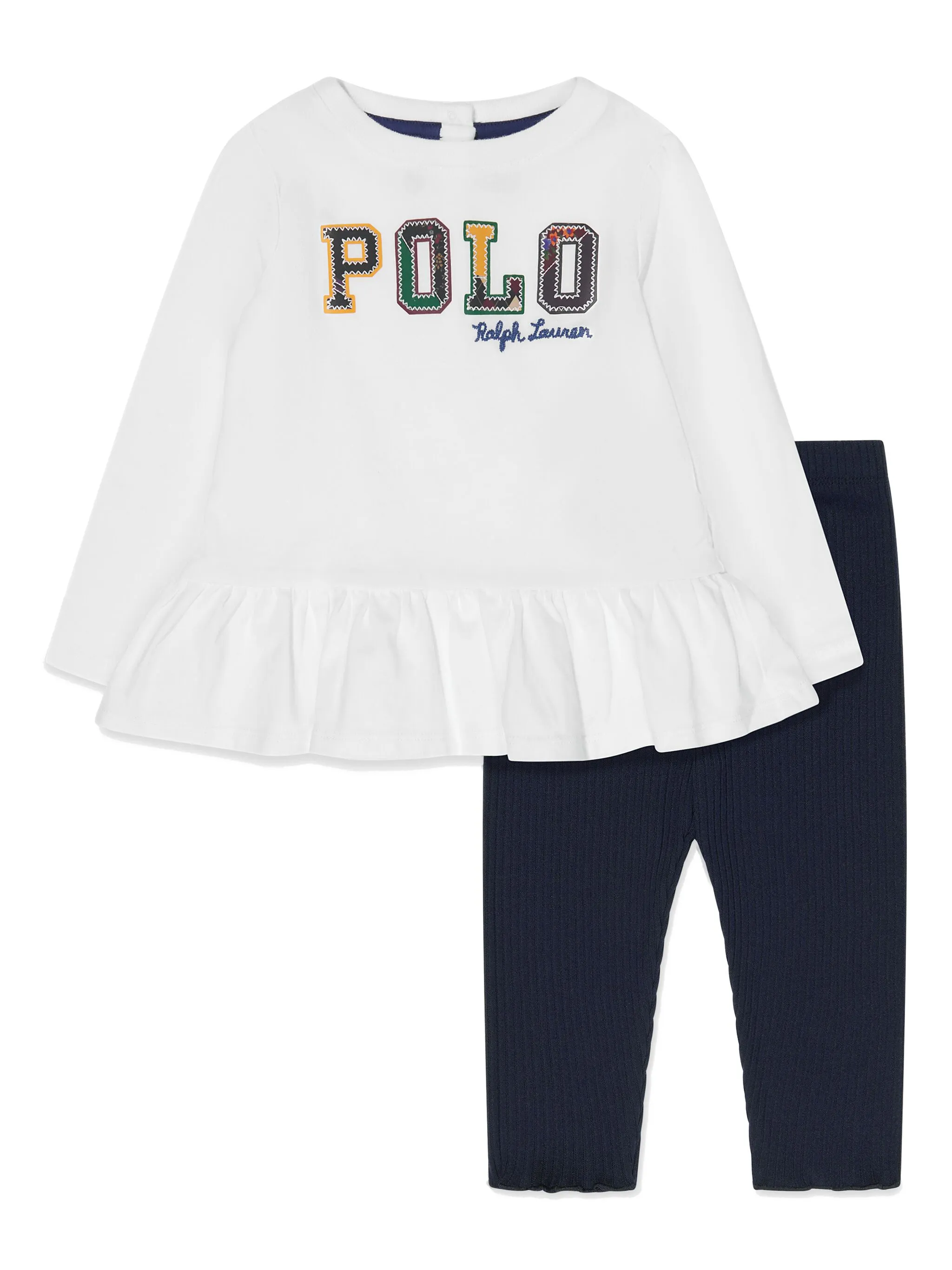 

Брючный костюм с вышитым логотипом Polo Ralph Lauren Kids, белый