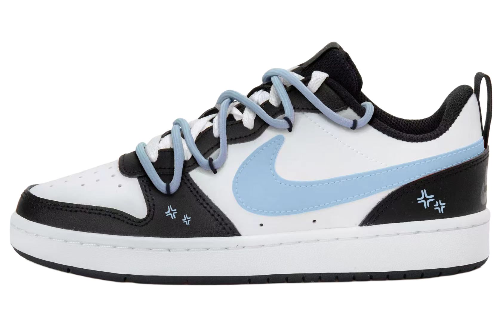 

Nike Кроссовки для скейтбординга Court Borough Light Blue с принтом Wind низкие детские White Black Blue подростковые