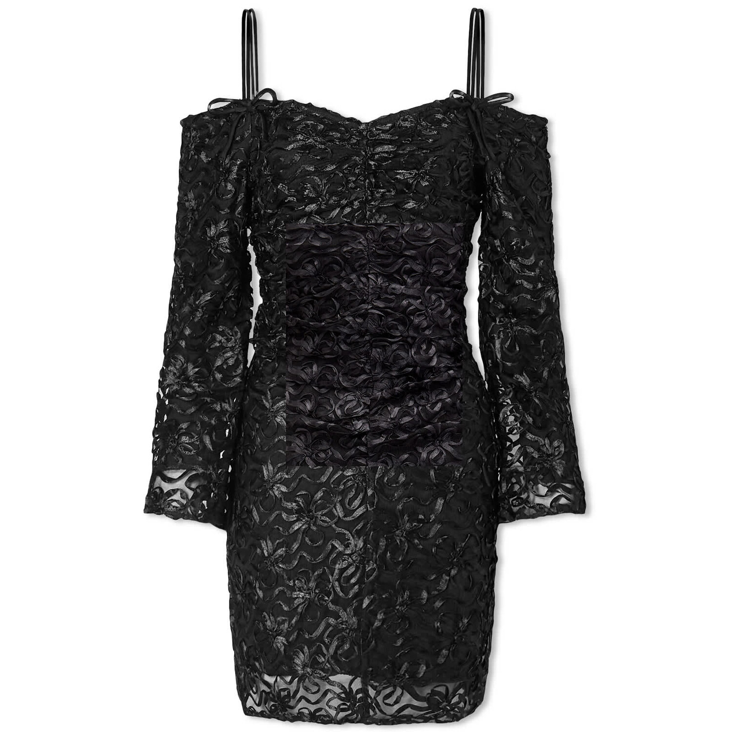 

Платье Ganni Ribbon Tulle Mini, черный