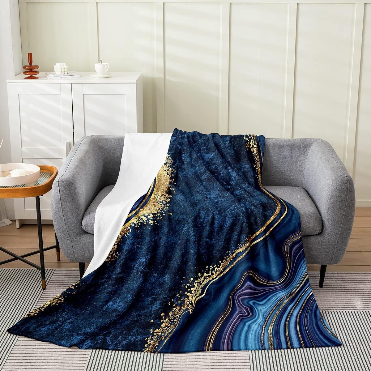 

Плюшевое одеяло Feelyou Blue Gloden Marble, Multi 08