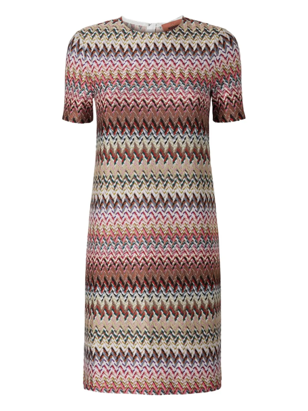 

Мини-платье с короткими рукавами и зигзагообразным узором Missoni, розовый