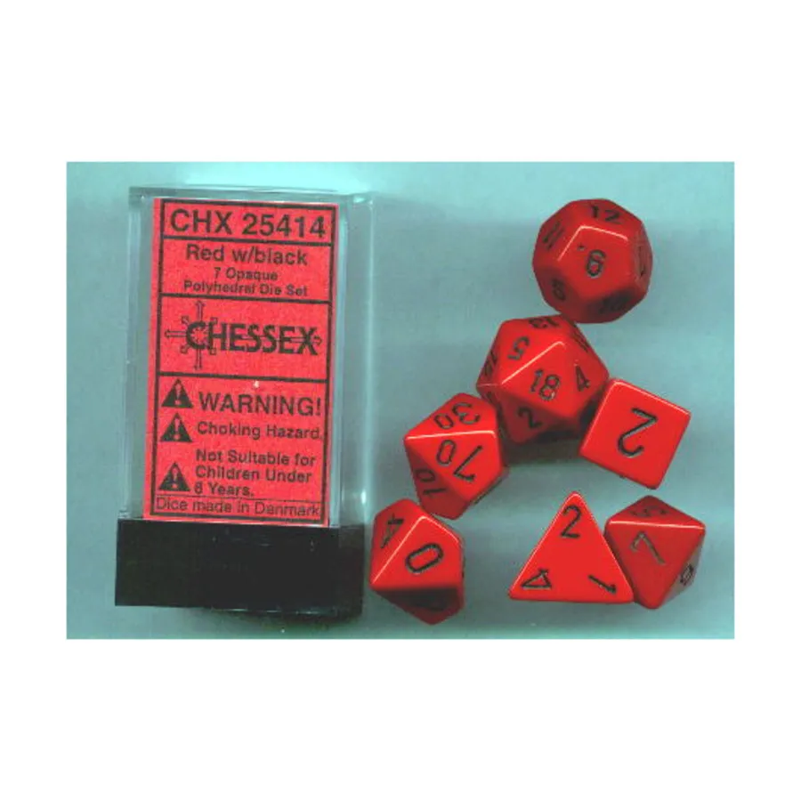 

Поли-комплект красный с черным (7), Dice - Opaque - Poly Sets (Chessex)