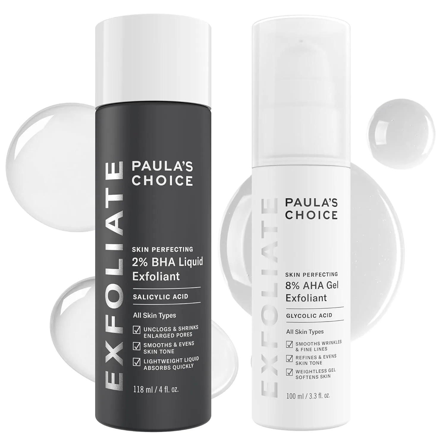 Сыворотка Paula's Choice — SKIN PERFECTING % AHA гель-эксфолиант и % BHA жидкость дуо для лица против черных точек, 108 мл