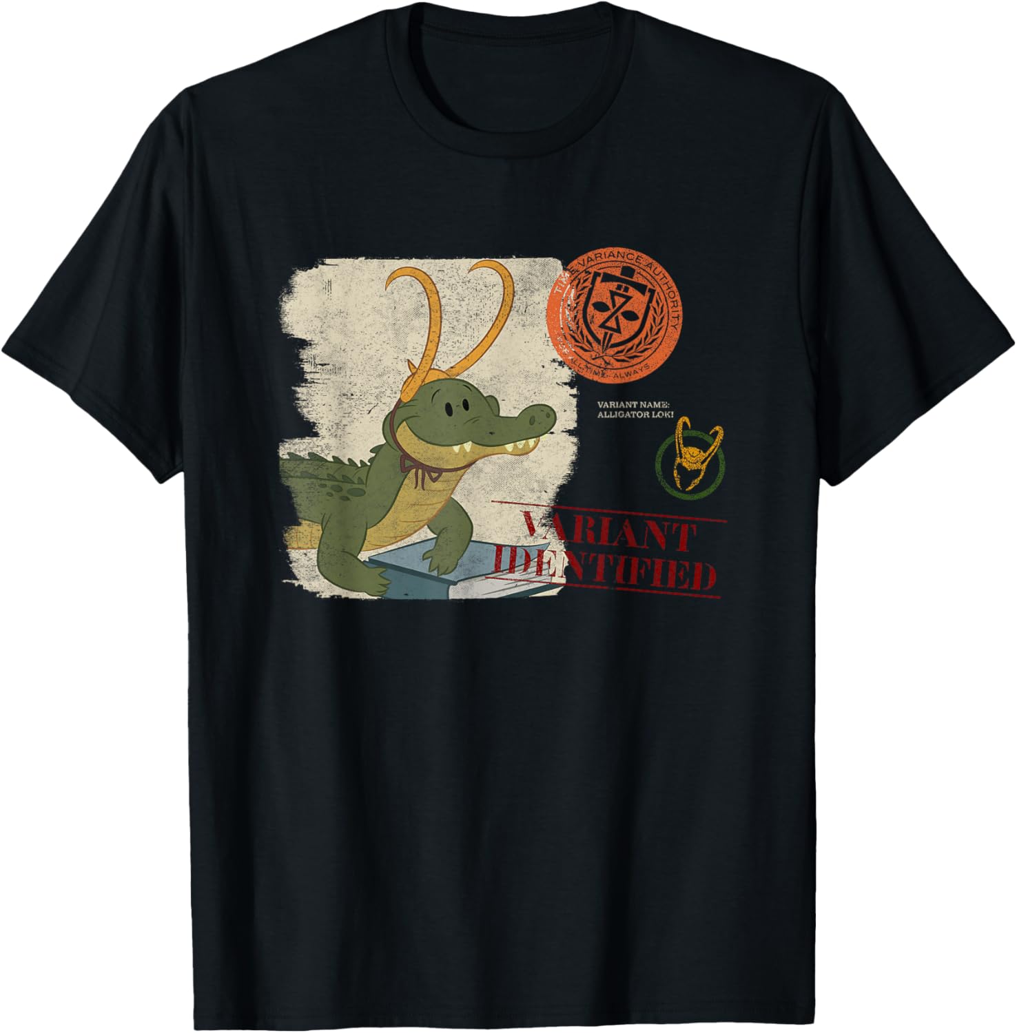 

Футболка с изображением Локи в мультяшном стиле (аллигатор), черная Marvel