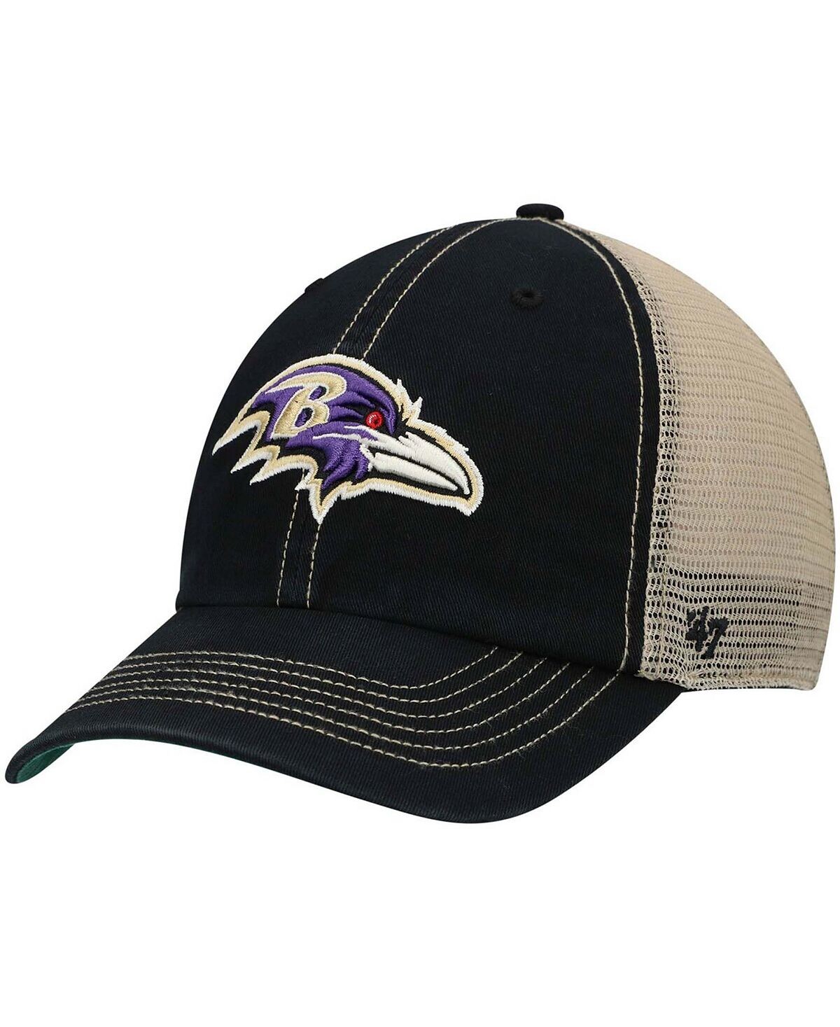 

Мужская черная натуральная кепка Baltimore Ravens Trawler Trucker Clean Up Snapback '47 Brand