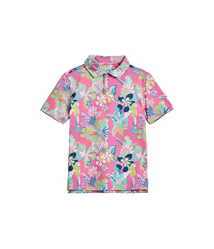 Пикейная рубашка поло с цветочным принтом The Canopy Performance Polo Chubbies Kids, Mint/Pattern Based