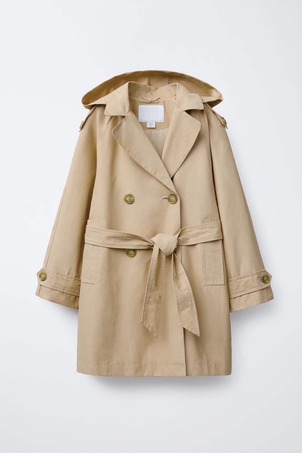 

Тренч со съемным капюшоном ZARA, цвет Light camel