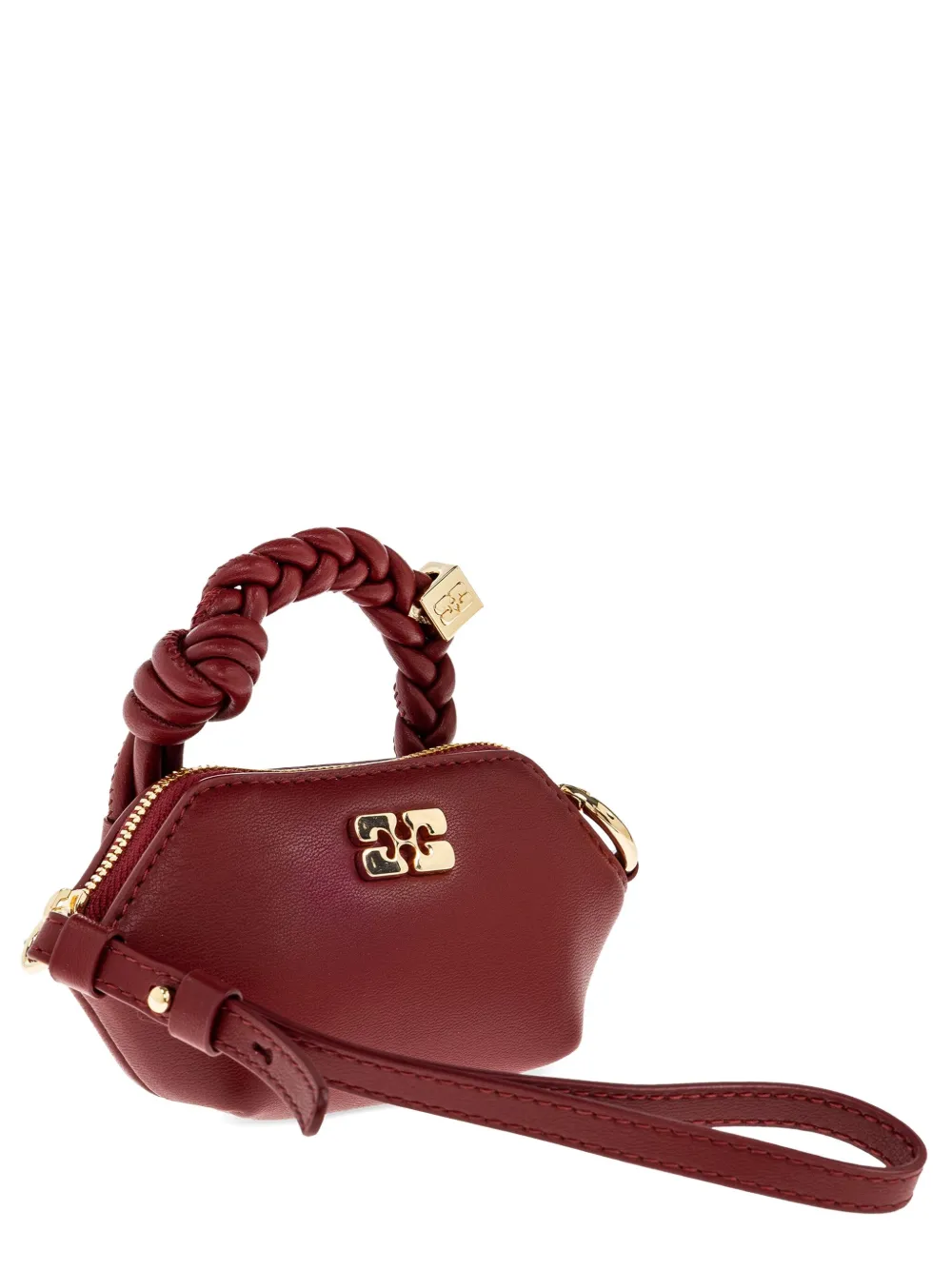 

Сумка-тоут из кожи с плетеной ручкой GANNI, красный