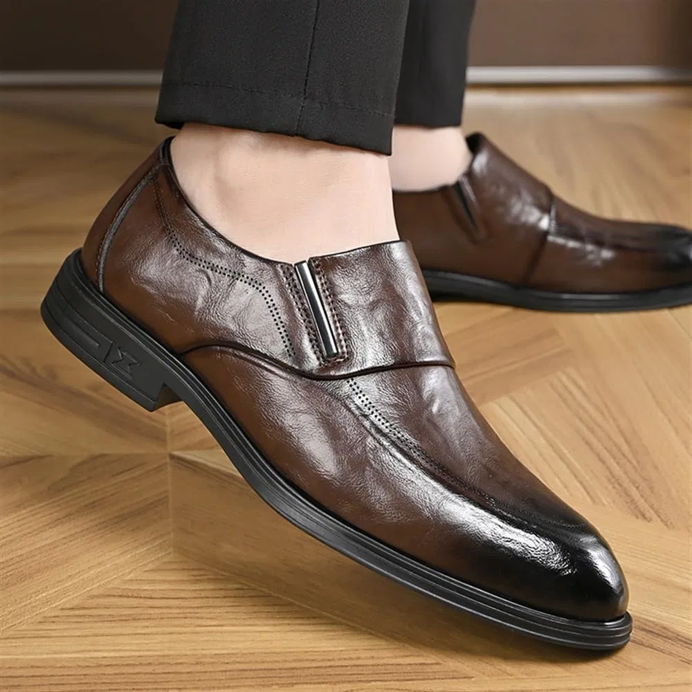 Лоферы кожаные Oxford Dress Shoes Brown UOPYNE — фото 4