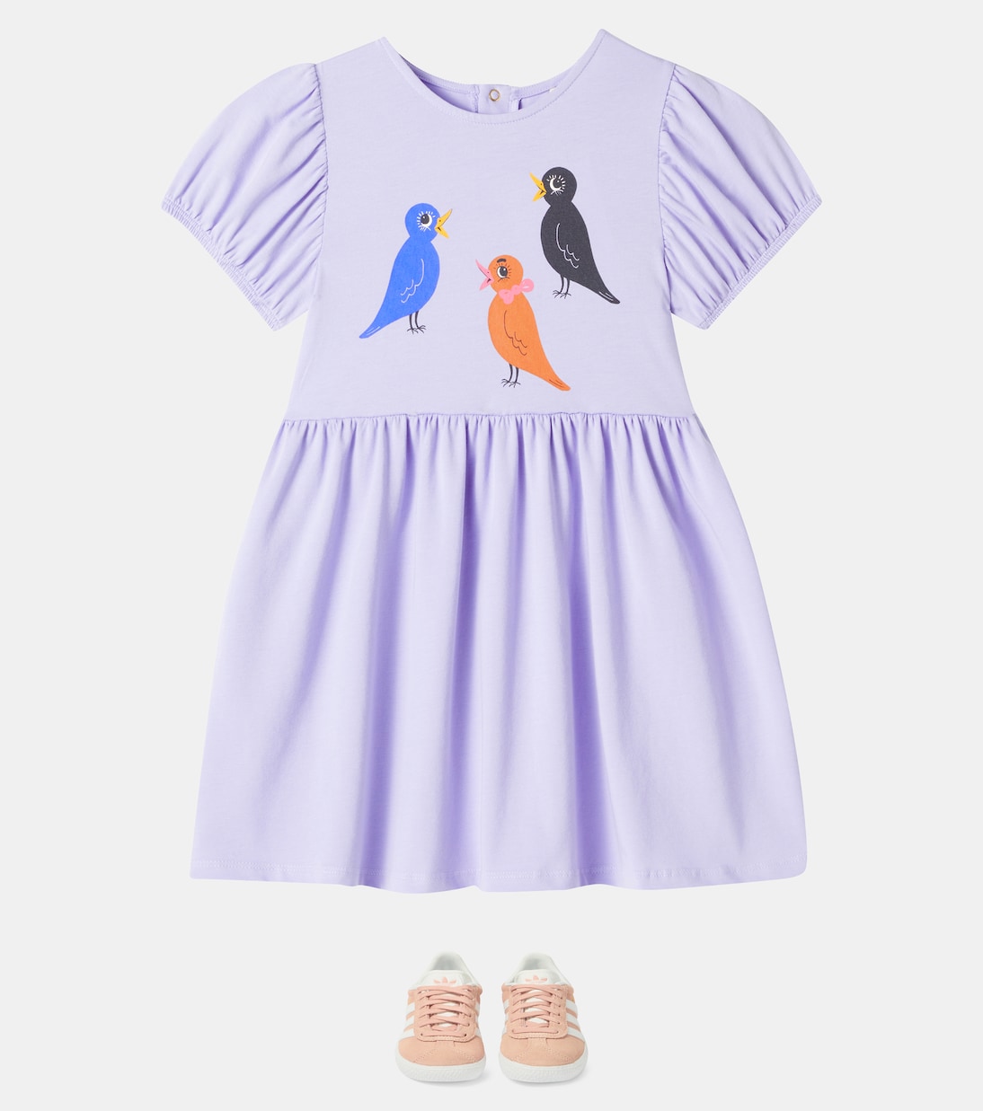 Печатное платье из хлопковой смеси Mini Rodini, фиолетовый — фото 2
