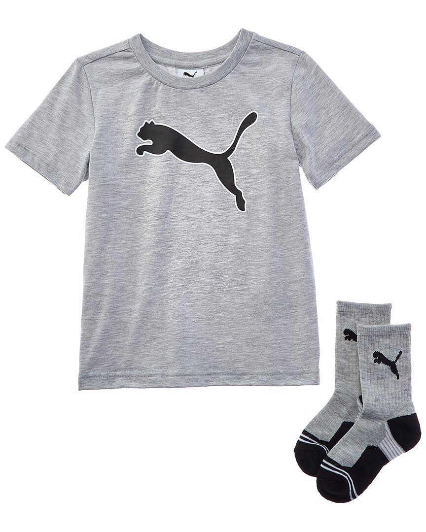 

Комплект из 2 футболок с принтом PUMA и носков Puma, серый