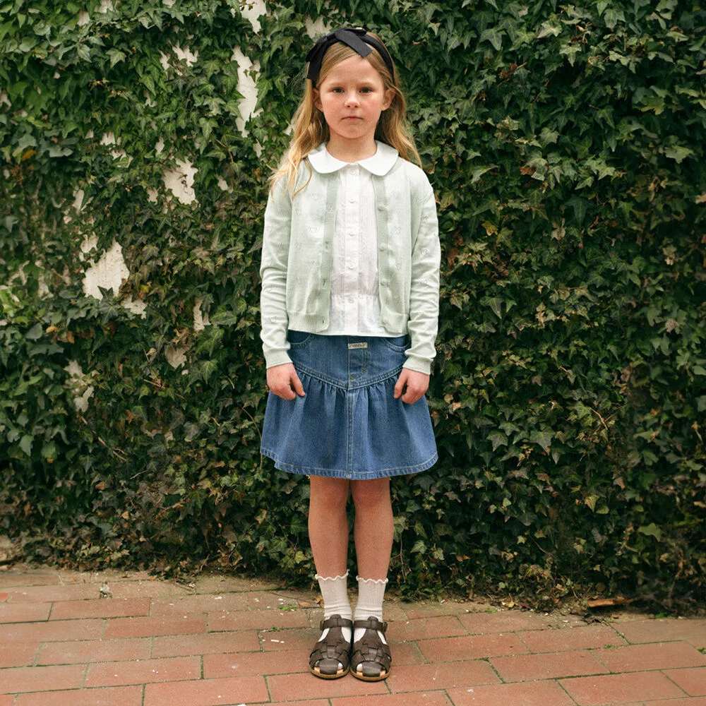 Детская джинсовая юбка Enfant с рюшами, синяя, от Marithé Kids