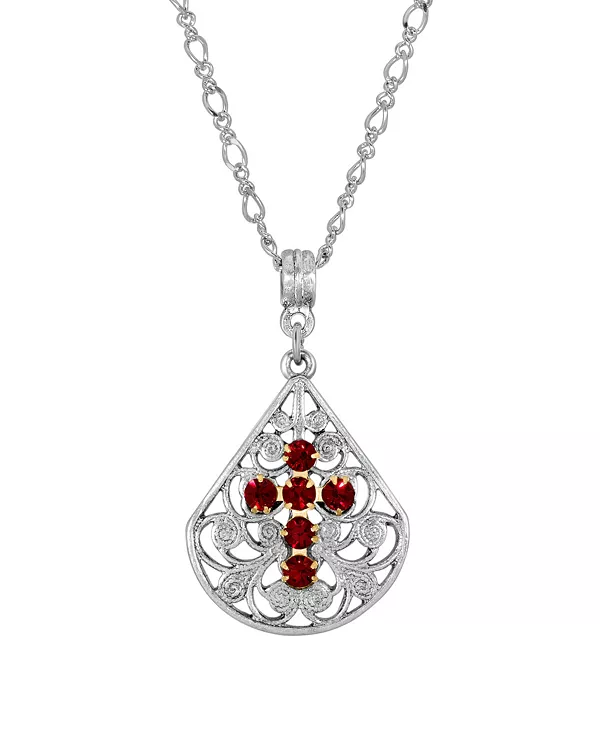 

Ожерелье с оловянным веером и крестом из светло-зеленого кристалла, регулируемое, 16 дюймов 2028, red