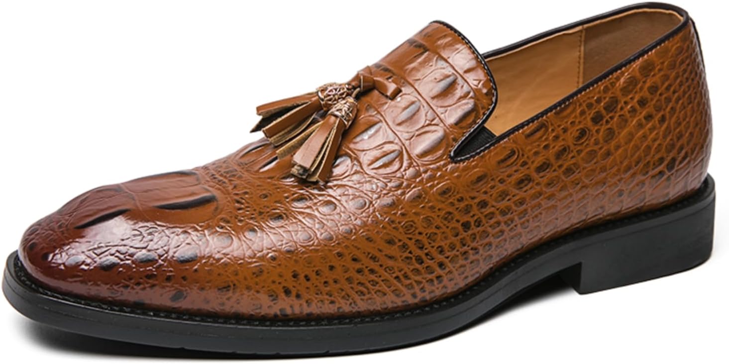 

Мужские оксфорды с кисточками, верх из кожи высокого класса, без шнурков, подошва из противоскользящей резины, идеально подходят для свадьбы, вечера и работы Aokisx, коричневый