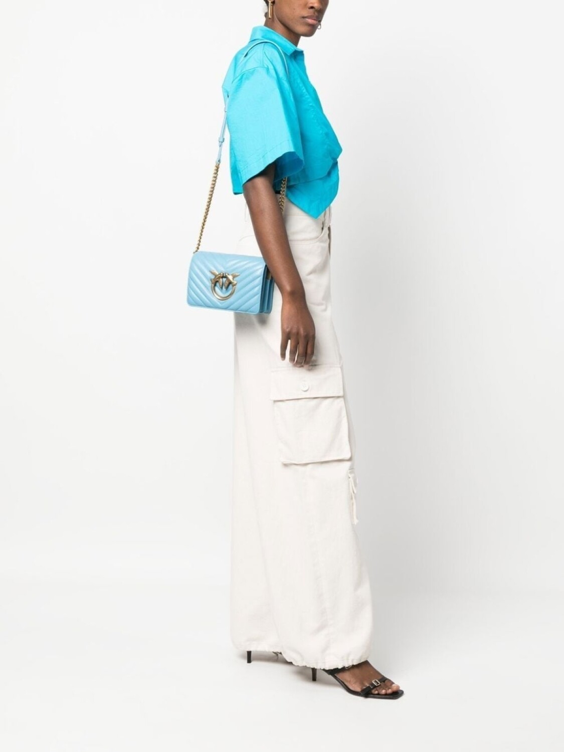 

Сумка PINKO Love Click chevron crossbody, синий
