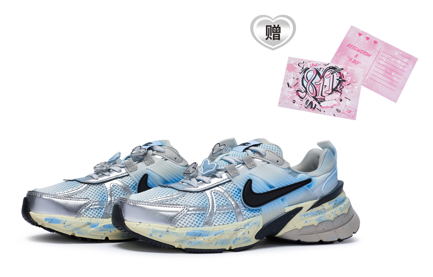 

Nike V2K Run противоскользящие износостойкие низкие повседневные беговые кроссовки унисекс синий серебристый, цвет Blue Silver